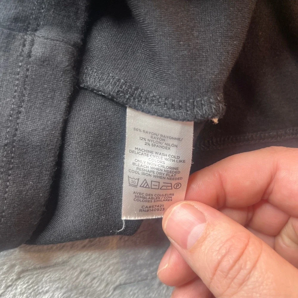 LOFT Black Mock Neck Puff Sleeve Ponte Sheath Dress Size 14 Short Sleeve LBD - Picture 3 of 6